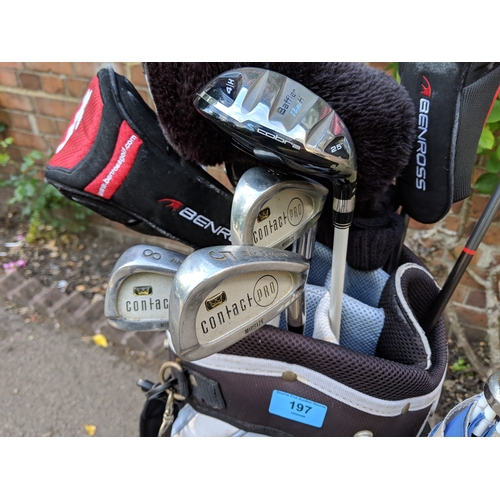 197 - A collection of golf clubs to include drivers, irons, and putters by Radar RFT Contact Pro, Baffler ... 