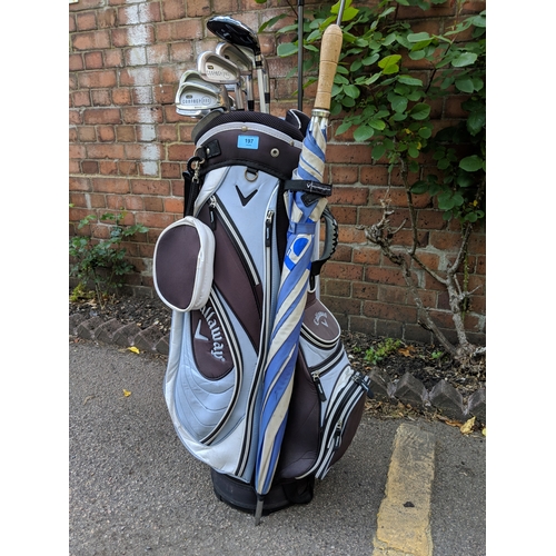 197 - A collection of golf clubs to include drivers, irons, and putters by Radar RFT Contact Pro, Baffler ... 