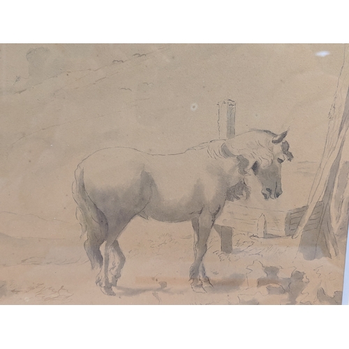 212 - A 19th century watercolour depicting an equestrian scene signed indistinctly possibly G Morland/G Ha... 
