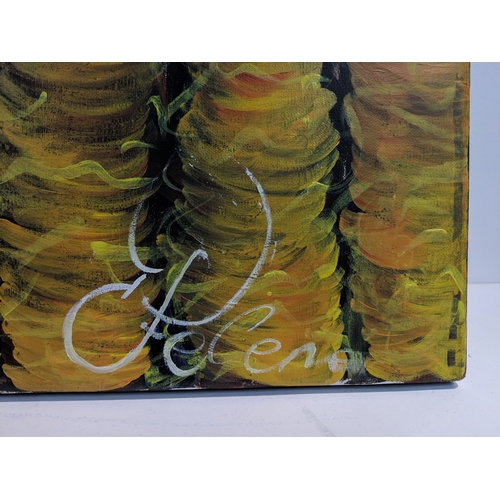 216 - A modern portrait of a young woman oil on canvas signed indistinctly not framed or glazed 91 x 71cm ... 