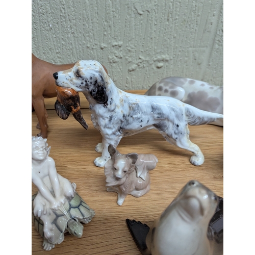 333 - A collection of ceramic figurines, mainly modelled as various animals to include a Royal Crown Derby... 