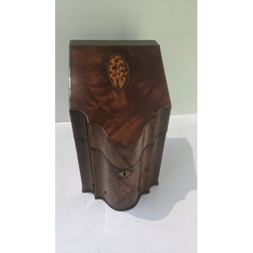 A George III inlaid mahogany knife box with inlaid shell motif Location ...