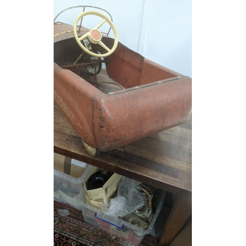 242 - A vintage Triang cast metal child's pedal car named Thunderbold Location:
If there is no condition r... 