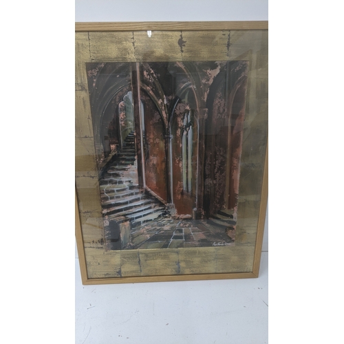 252 - A framed and glazed oil on board titled Stairs at Malmesbury signed Paul Fowler 2001 35 x 61cm Locat... 