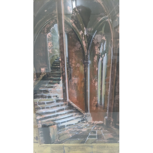 252 - A framed and glazed oil on board titled Stairs at Malmesbury signed Paul Fowler 2001 35 x 61cm Locat... 