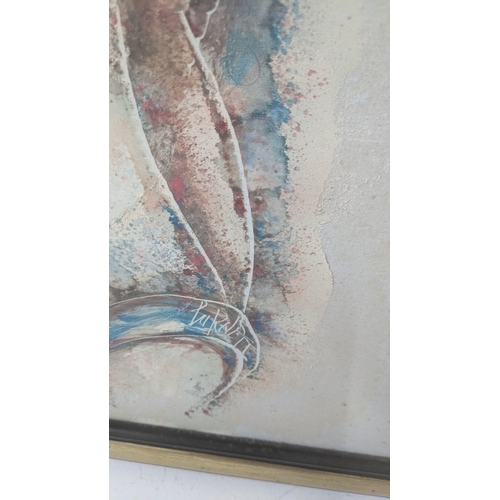 256 - A framed acrylic depicting a nude portrait indistinctly signed Barnett by Calvin Barnett 48.5 x 59cm... 