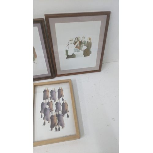 369 - Framed pictures to include a Michele Lehmann's artists proof, signed in pencil depicting a couple em... 