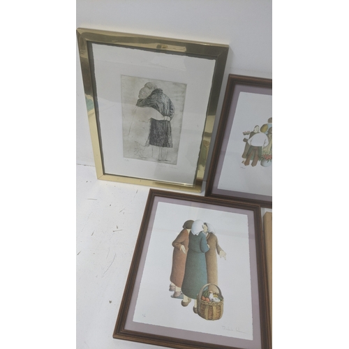 369 - Framed pictures to include a Michele Lehmann's artists proof, signed in pencil depicting a couple em... 