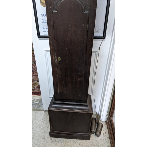 307 - A George III oak 8-day longcase clock, the gilt dial signed 'Richard Roe, Haslemere', having a strik... 