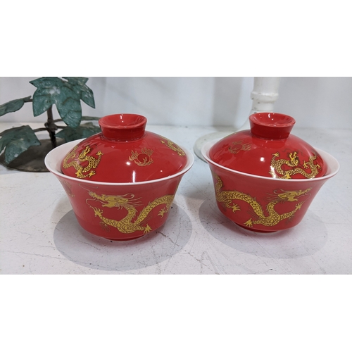 308 - A pair of Chinese teacups with matching lids together with two candelabras
Location:
If there is no ... 
