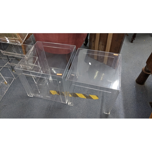314 - Contemporary Perspex furniture to include two folding chairs, side table, bookcase and two occasiona... 