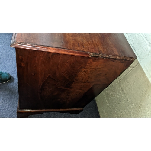 4 - A George III mahogany chest of two short and three long drawers on bracket shaped feet, 75.5cm h x 9... 