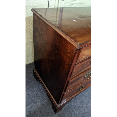 4 - A George III mahogany chest of two short and three long drawers on bracket shaped feet, 75.5cm h x 9... 