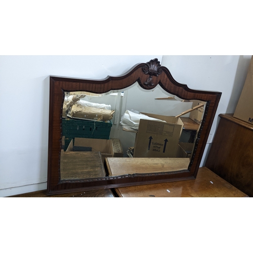 28 - Mixed furniture to include a 19th century fall flap table, an overmantel mirror and an oak table Loc... 