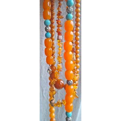 50 - A quantity of vintage costume jewellery to include a 3-strand  and two 2-strand Aurora Borealis neck... 