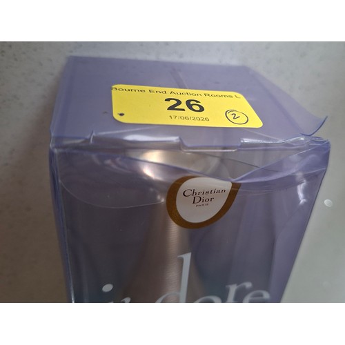 26 - Christian Dior- Two bottles of J'Adore, approx 95% full, comprising L'Eau de Toilette 100ml and Eau ... 