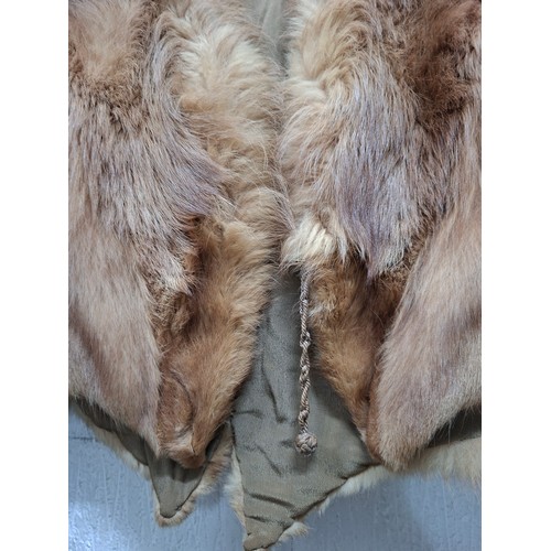 61 - A vintage red fox cape together with a modern black fox fur and leather gilet size 36. Location:Rail... 