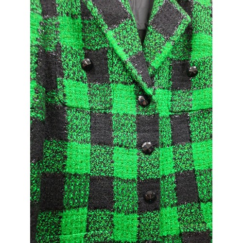 17 - Givenchy- A green and black checked boucle jacket having black faceted buttons, US size 16W (approx ... 