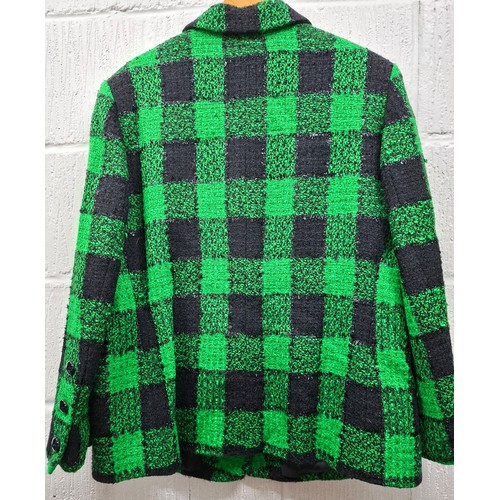 17 - Givenchy- A green and black checked boucle jacket having black faceted buttons, US size 16W (approx ... 