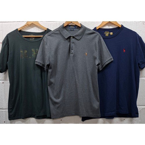 31 - Ralph Lauren- Four gents t-shirts size L, a long sleeved shirt together with 6 mixed ties to include... 