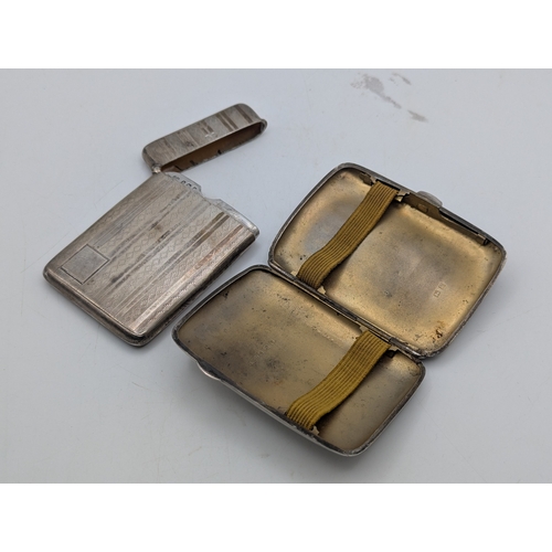 25 - Silver to include a card case having engine turned decoration hallmarked Birmingham 1924 together wi... 