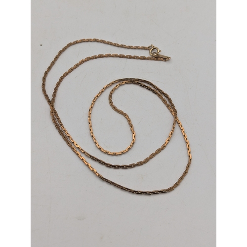 8 - A 9ct yellow gold box link necklace with a lobster claw clasp 54.5cm L, weight 5.3g
Location:C8
If t... 