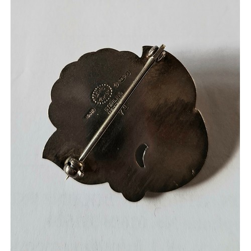 19 - Georg Jensen- A 1950's silver brooch No.71 in the form of a flower, stamped 925 Georg Jensen Sterlin... 