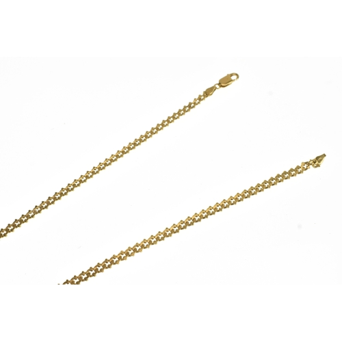 11 - A 18ct yellow gold fancy flat curb link necklace, with lobster claw clasp, stamped 750, 62cmL, 25.9 ... 