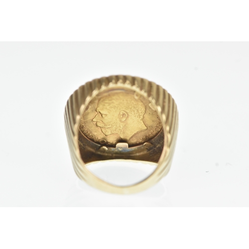 17 - A George V half sovereign, London mint, dated 1912, mounted in a 9ct yellow gold signet ring, having... 