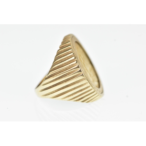 17 - A George V half sovereign, London mint, dated 1912, mounted in a 9ct yellow gold signet ring, having... 
