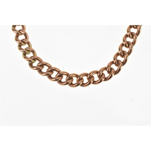 24 - A 9ct rose gold curb link pocket watch chain, with 9ct gold T-bar and bulldog clasp, 15cm l, 14.2g
L... 