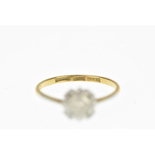 26 - An Art Deco diamond 18ct yellow gold and platinum cluster ring, of geometric design, set with five s... 