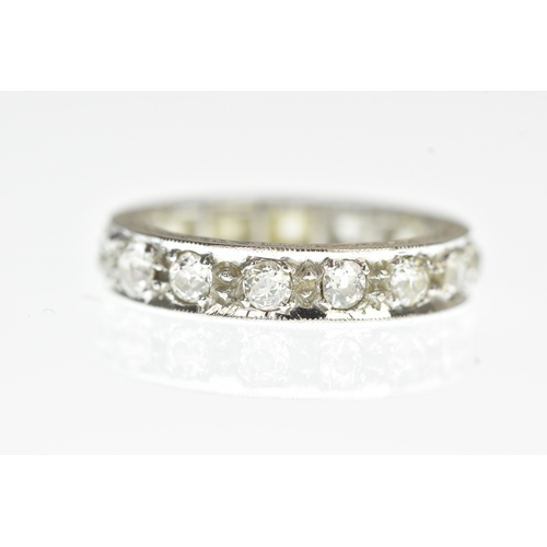 37 - A diamond and 18ct white gold full eternity ring, set with 15 old cut claw set diamonds, approx diam... 