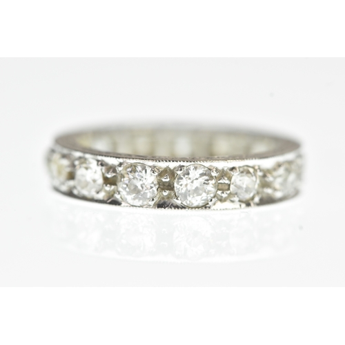 37 - A diamond and 18ct white gold full eternity ring, set with 15 old cut claw set diamonds, approx diam... 