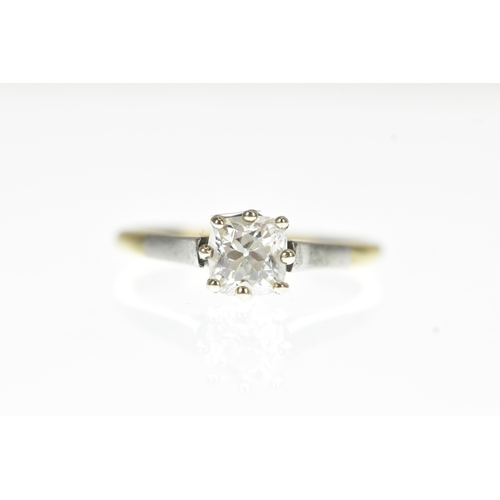 38 - An 18ct yellow gold an platinum old mine cut diamond claw set solitaire ring, approx diamond size 5.... 