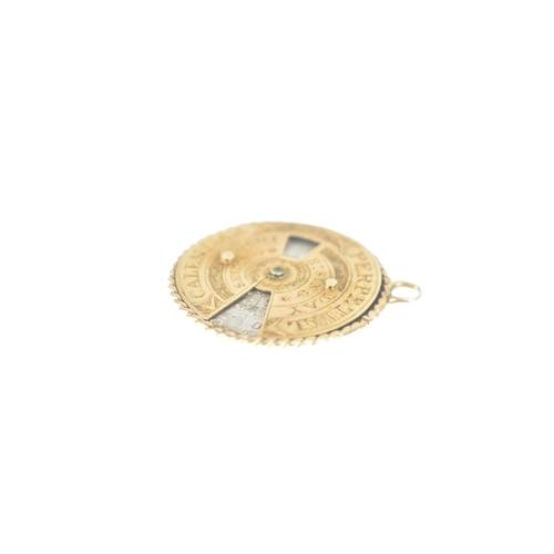 42 - A Victorian gold and silver perpetual calendar pendant/ fob, engraved 'perpetual calendar' and sun '... 