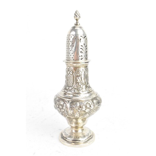 369 - A Victorian silver sugar caster, by George Nathan & Ridley Hayes, hallmarked Chester 1898, having a ... 