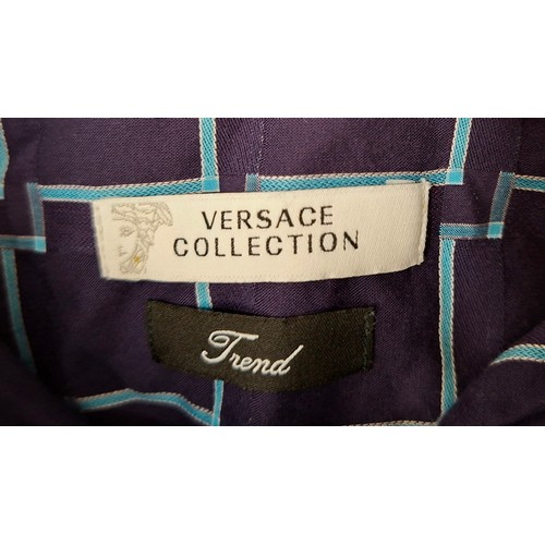 43 - Versace- A gents vintage 'Collection' purple and blue cotton shirt with abstract design, neck size 1... 