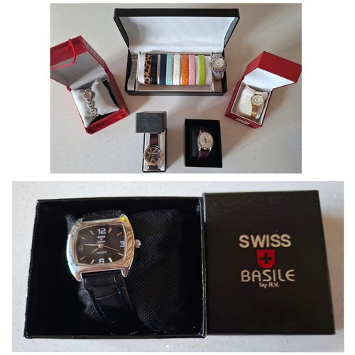 29 - Ladies boxed fashion watches to include a Gossip watch set with 10 interchangeable straps, a purple ... 