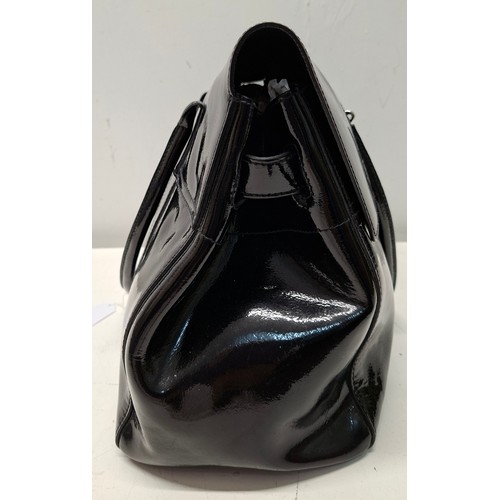 9 - Mulberry- A black patent leather 'Bayswater Heritage' handbag having silver tone hardware, internal ... 