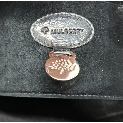 9 - Mulberry- A black patent leather 'Bayswater Heritage' handbag having silver tone hardware, internal ... 