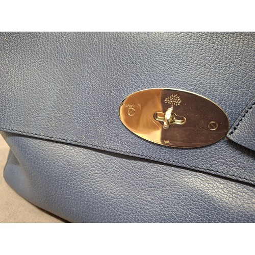10 - Mulberry- A textured blue leather 'Del-Ray' handbag having silver tone hardware, serial tag number: ... 