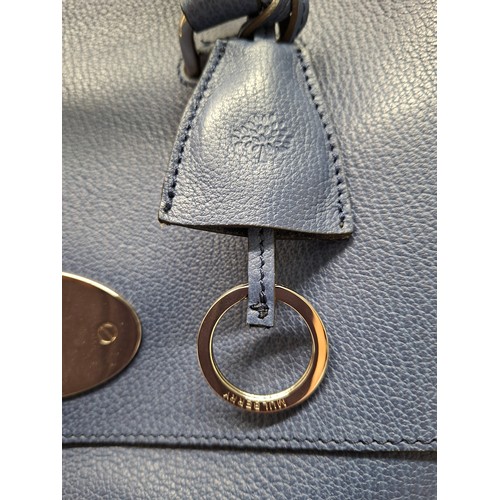 10 - Mulberry- A textured blue leather 'Del-Ray' handbag having silver tone hardware, serial tag number: ... 