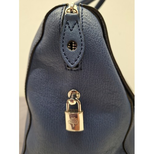 10 - Mulberry- A textured blue leather 'Del-Ray' handbag having silver tone hardware, serial tag number: ... 