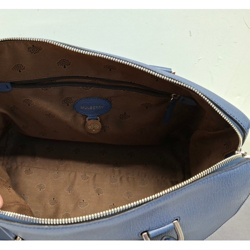10 - Mulberry- A textured blue leather 'Del-Ray' handbag having silver tone hardware, serial tag number: ... 