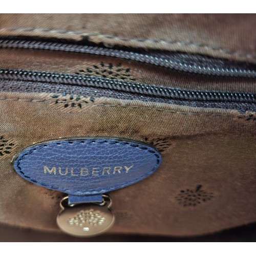 10 - Mulberry- A textured blue leather 'Del-Ray' handbag having silver tone hardware, serial tag number: ... 