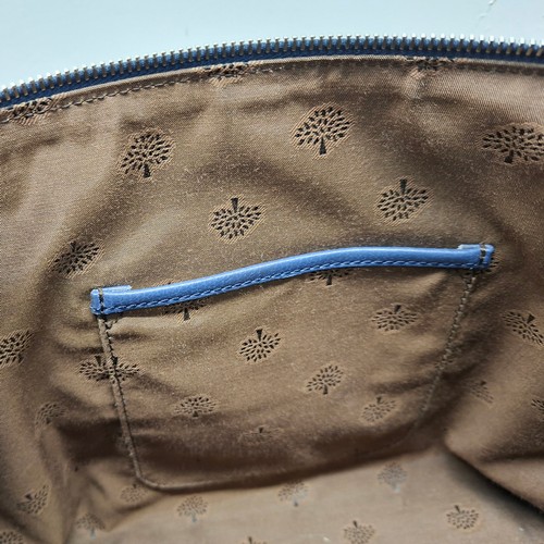 10 - Mulberry- A textured blue leather 'Del-Ray' handbag having silver tone hardware, serial tag number: ... 