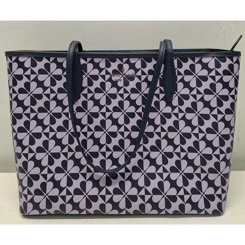 11 - Kate Spade- A textured PVC leather 'New York Hollie Spade Clover Geo' tote bag in lavender and navy ... 