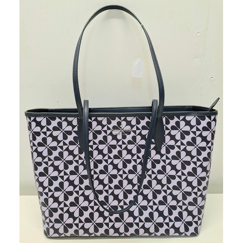 11 - Kate Spade- A textured PVC leather 'New York Hollie Spade Clover Geo' tote bag in lavender and navy ... 
