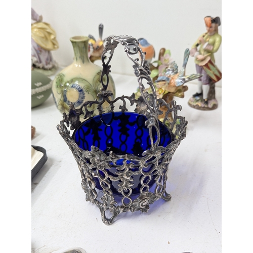 10 - Mixed group of collectables and silver plated items to include three crown Staffordshire bird models... 